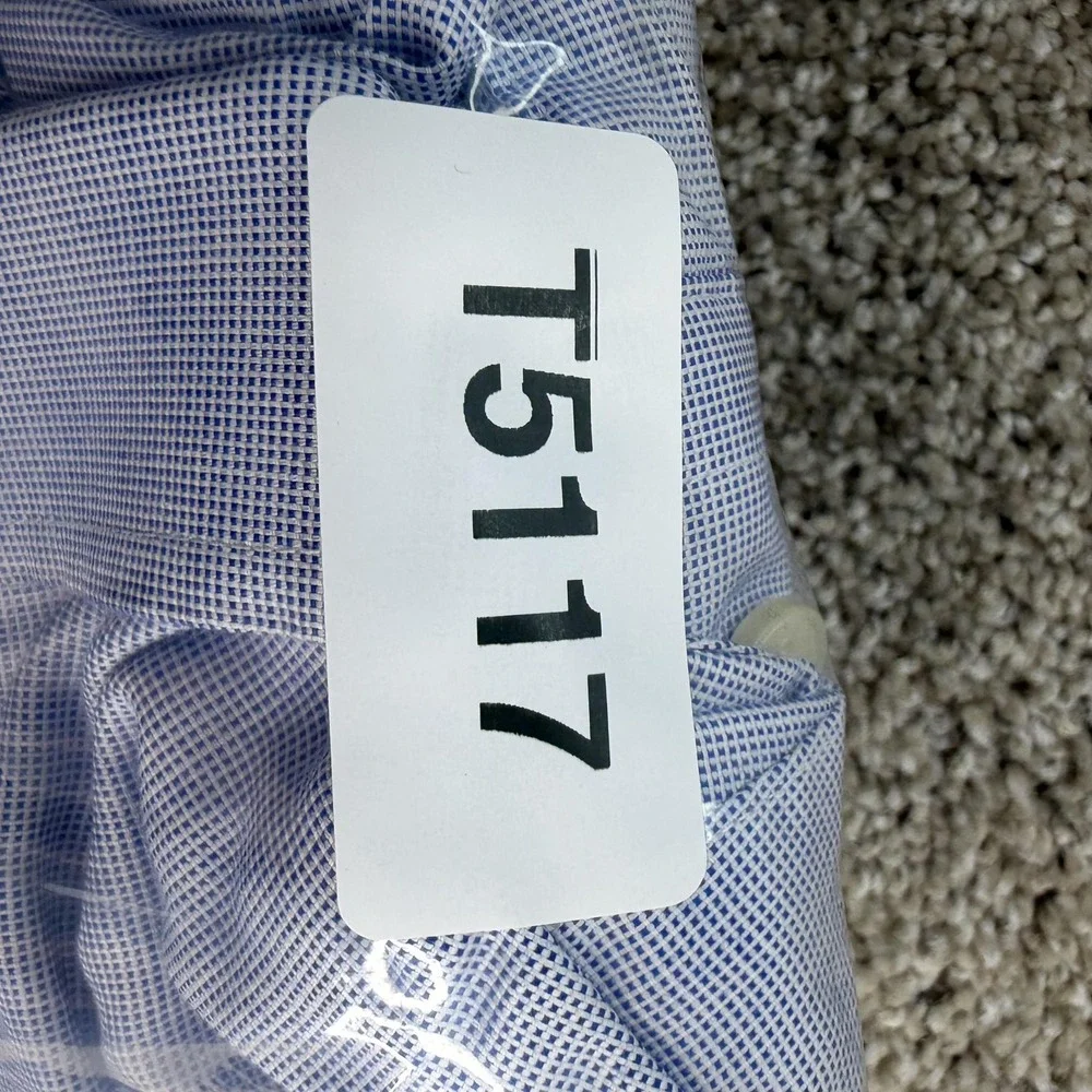 Banana Republic Dress Shirt Mens Large Blue Check Untucked Non Iron Long Sleeve